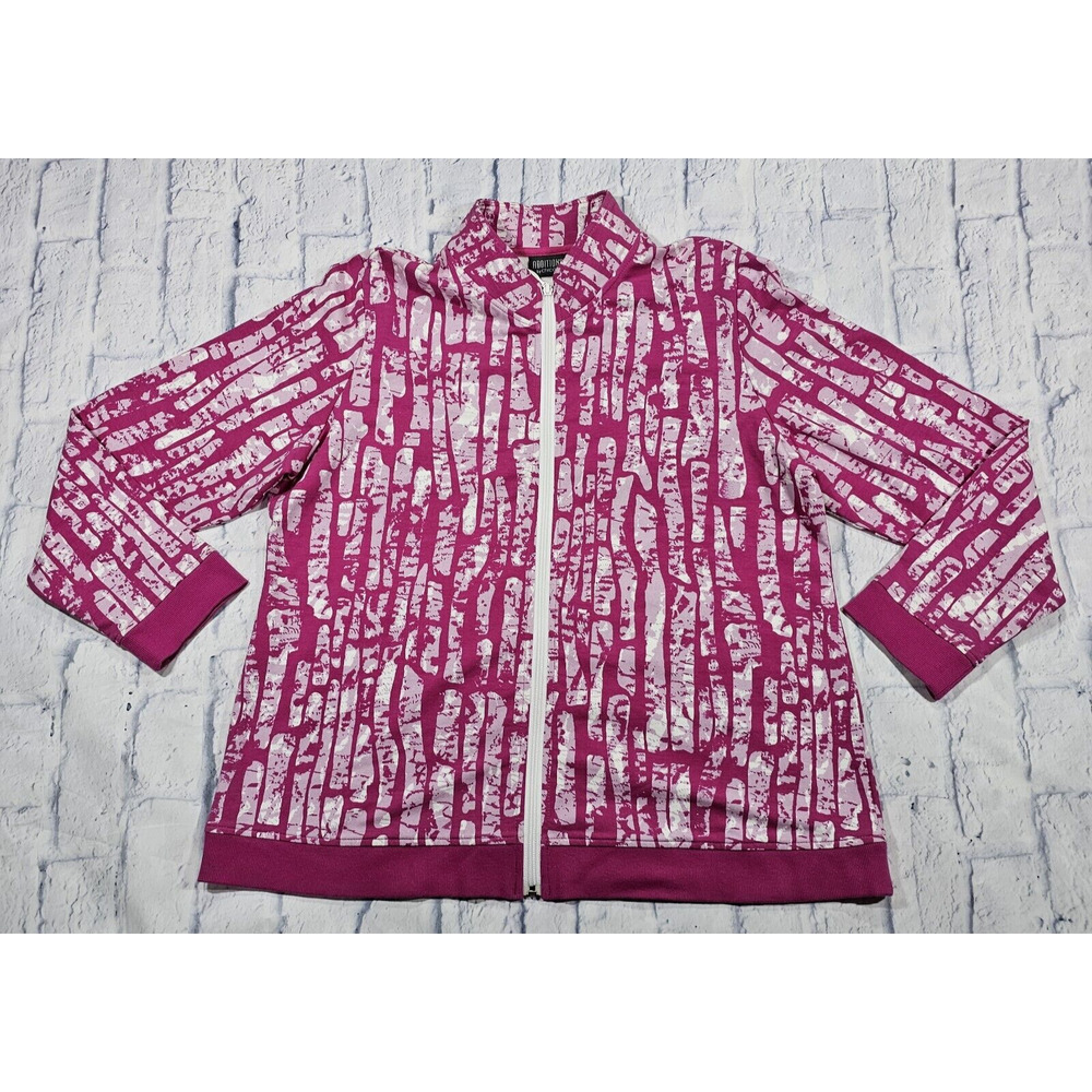 Chicos Additions WOMENS 3 SIZE XL Pink Jacket Full Zip Stretch Lightweight